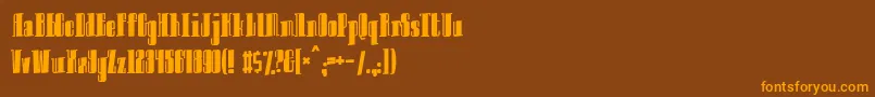 フォントInnocentbystander – オレンジ色の文字が茶色の背景にあります。