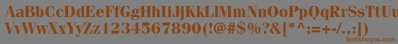 フォントCompendiumSsiBold – 茶色の文字が灰色の背景にあります。