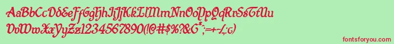 フォントQuillswordboldital – 赤い文字の緑の背景