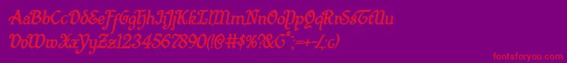 Quillswordboldital-Schriftart – Rote Schriften auf violettem Hintergrund