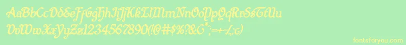 Quillswordboldital Font – Yellow Fonts on Green Background