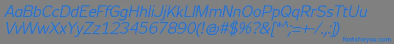 Шрифт Zeppelin31Italic – синие шрифты на сером фоне