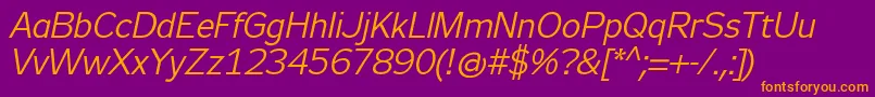 Zeppelin31Italic Font – Orange Fonts on Purple Background