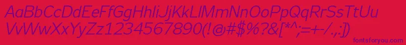 Zeppelin31Italic Font – Purple Fonts on Red Background
