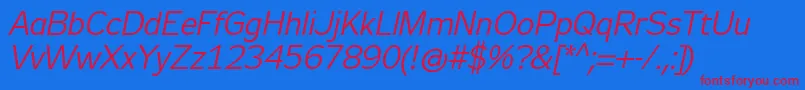 Zeppelin31Italic Font – Red Fonts on Blue Background