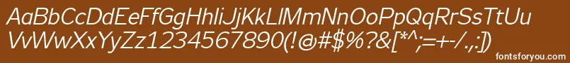 Czcionka Zeppelin31Italic – białe czcionki na brązowym tle