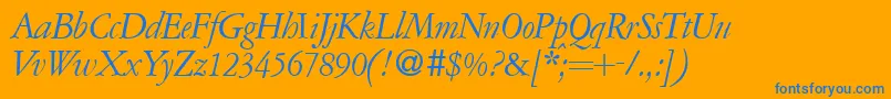 Fonte A771RomanItalic – fontes azuis em um fundo laranja
