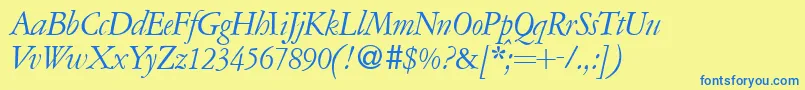 A771RomanItalic Font – Blue Fonts on Yellow Background