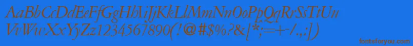 A771RomanItalic Font – Brown Fonts on Blue Background