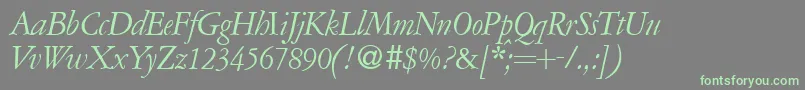Czcionka A771RomanItalic – zielone czcionki na szarym tle