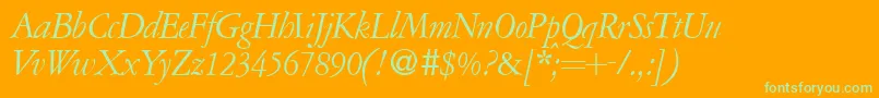 A771RomanItalic Font – Green Fonts on Orange Background