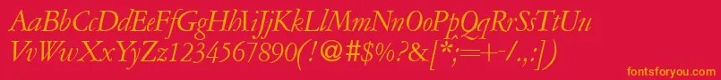 A771RomanItalic Font – Orange Fonts on Red Background