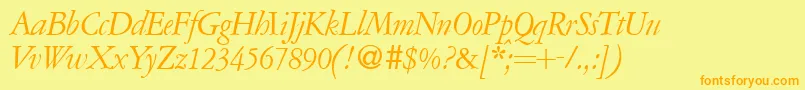 A771RomanItalic Font – Orange Fonts on Yellow Background