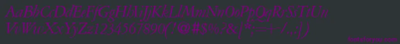 フォントA771RomanItalic – 黒い背景に紫のフォント