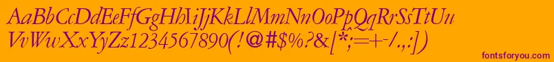 フォントA771RomanItalic – オレンジの背景に紫のフォント