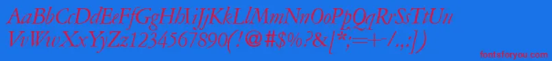 A771RomanItalic Font – Red Fonts on Blue Background