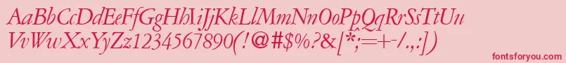 フォントA771RomanItalic – ピンクの背景に赤い文字
