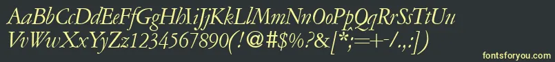 A771RomanItalic-Schriftart – Gelbe Schriften auf schwarzem Hintergrund