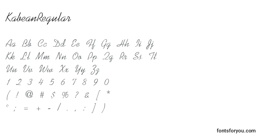 Schriftart KabeanRegular – Alphabet, Zahlen, spezielle Symbole