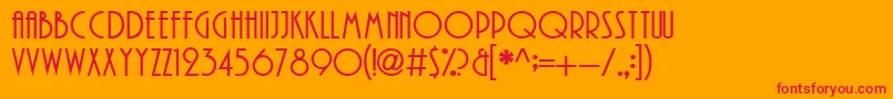 フォントPlaywright – オレンジの背景に赤い文字