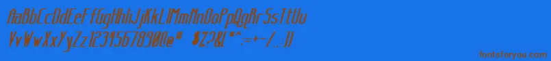 SanityBoldItalic-Schriftart – Braune Schriften auf blauem Hintergrund