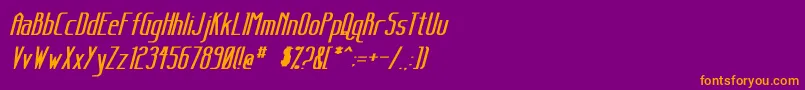 Weitere Informationen zur SanityBoldItalic-Schriftart SanityBoldItalic-Schriftart – Orangefarbene Schriften auf violettem Hintergrund