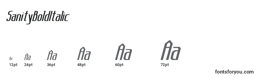 SanityBoldItalic Font Sizes
