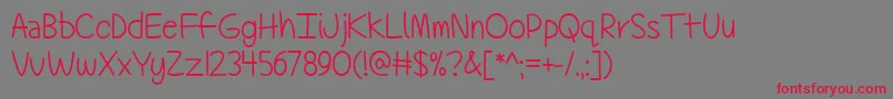 TechnicallyButNotActually-Schriftart – Rote Schriften auf grauem Hintergrund