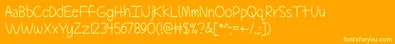 TechnicallyButNotActually Font – Yellow Fonts on Orange Background