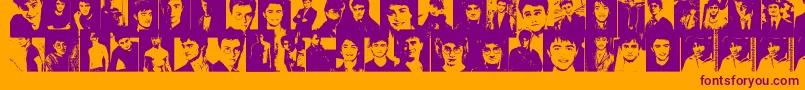 DanielRadcliffe-Schriftart – Violette Schriften auf orangefarbenem Hintergrund