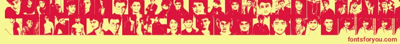 Fonte DanielRadcliffe – fontes vermelhas em um fundo amarelo