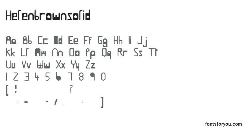 Czcionka Helenbrownsolid – alfabet, cyfry, specjalne znaki