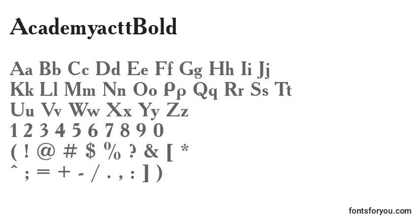 Schriftart AcademyacttBold – Alphabet, Zahlen, spezielle Symbole