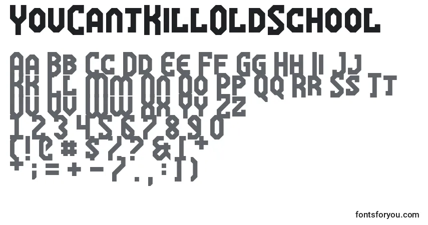 A fonte YouCantKillOldSchool – alfabeto, números, caracteres especiais