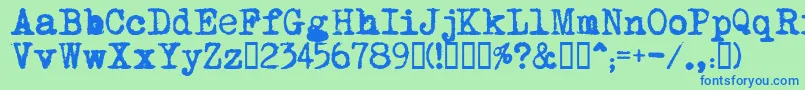 MomРѕt Font – Blue Fonts on Green Background