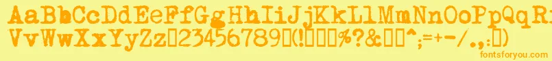 フォントMomРѕt – オレンジの文字が黄色の背景にあります。