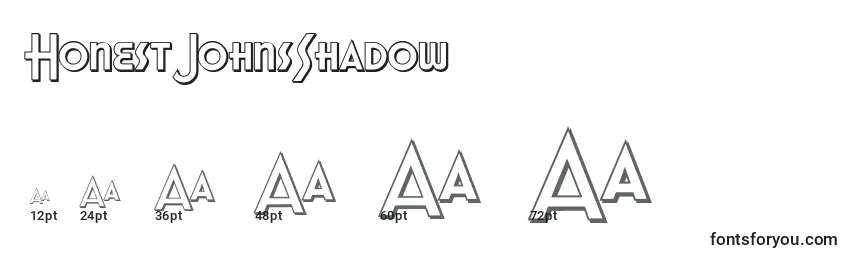 HonestJohnsShadow Font Sizes