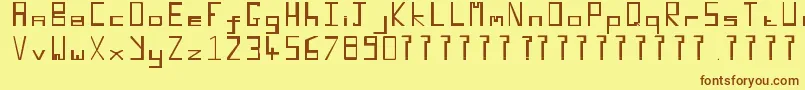 フォントRetroblocky – 茶色の文字が黄色の背景にあります。