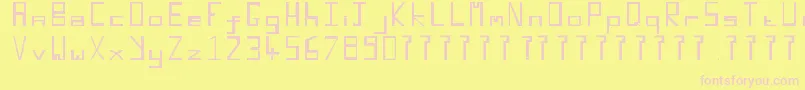 Retroblocky-Schriftart – Rosa Schriften auf gelbem Hintergrund