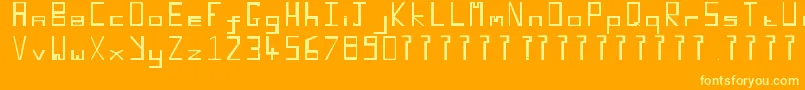 Retroblocky-Schriftart – Gelbe Schriften auf orangefarbenem Hintergrund