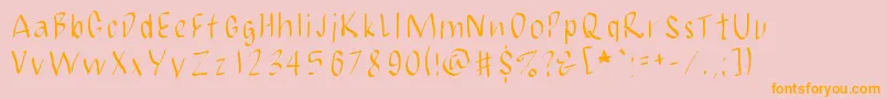 フォントJbmCalligrad – オレンジの文字がピンクの背景にあります。