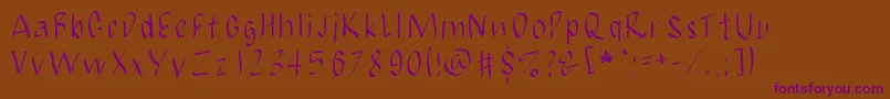 JbmCalligrad-fontti – violetit fontit ruskealla taustalla