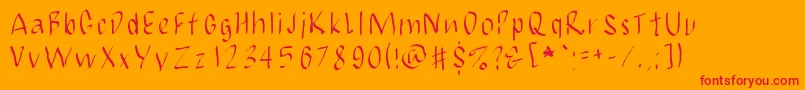 フォントJbmCalligrad – オレンジの背景に赤い文字