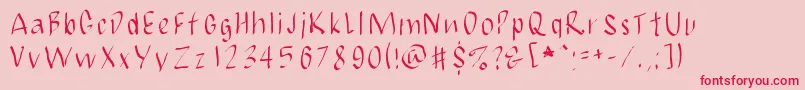 フォントJbmCalligrad – ピンクの背景に赤い文字