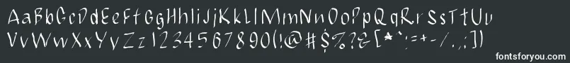 JbmCalligrad-fontti – valkoiset fontit mustalla taustalla