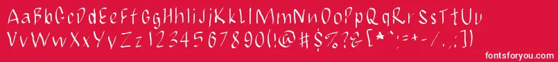 JbmCalligrad-fontti – valkoiset fontit punaisella taustalla