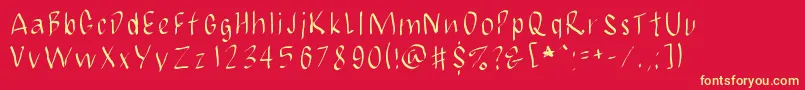 JbmCalligrad-fontti – keltaiset fontit punaisella taustalla