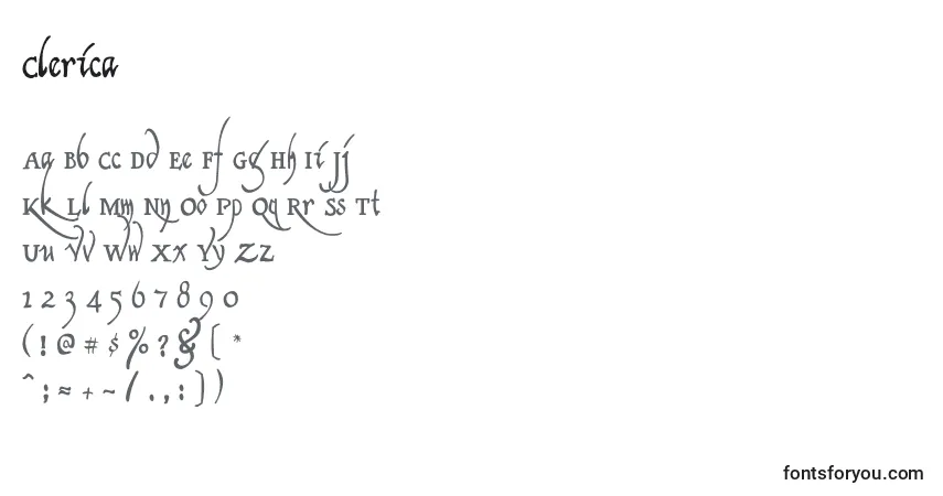 Czcionka Clerica (71528) – alfabet, cyfry, specjalne znaki