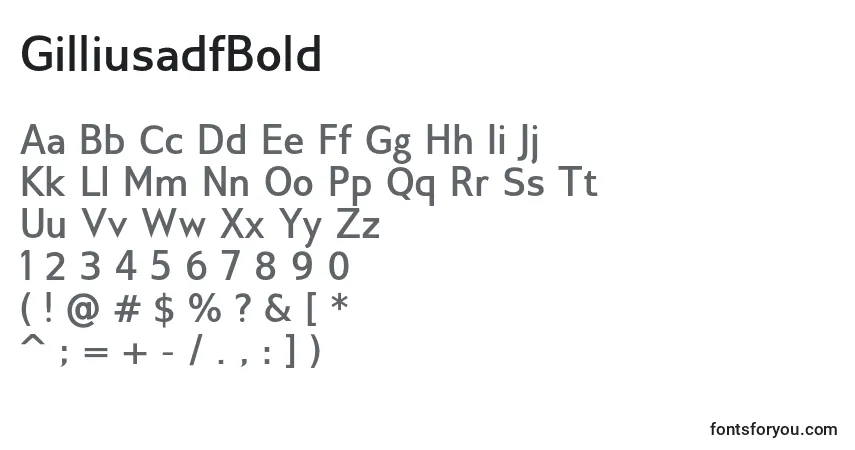 Czcionka GilliusadfBold – alfabet, cyfry, specjalne znaki