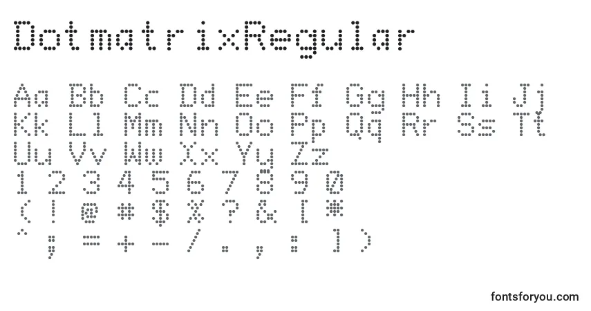 Fuente DotmatrixRegular - alfabeto, números, caracteres especiales